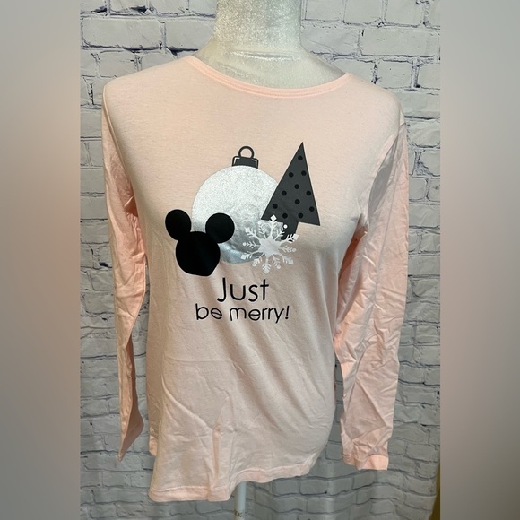 Disney Mickey Mouse just be Merry long sleeve Top/PJ top Size Small 4/6 - Picture 1 of 6